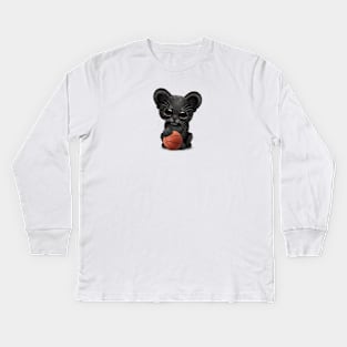 Black Panther Cub Playing With Basketball Kids Long Sleeve T-Shirt